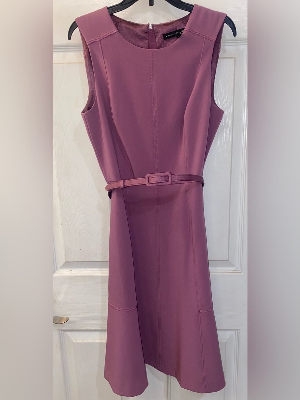 White House Black Market Mauve Sleeveless Belted Sheath Dress